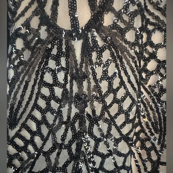 Semi formal, black and nude midi dress. - Picture 4 of 6